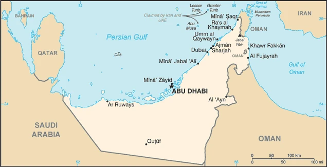 The overview map of the Emirati national land.