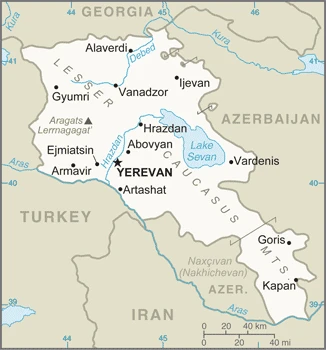 The overview map of the Armenian national land.