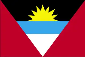 The official flag of the Antiguan, Barbudan nation.