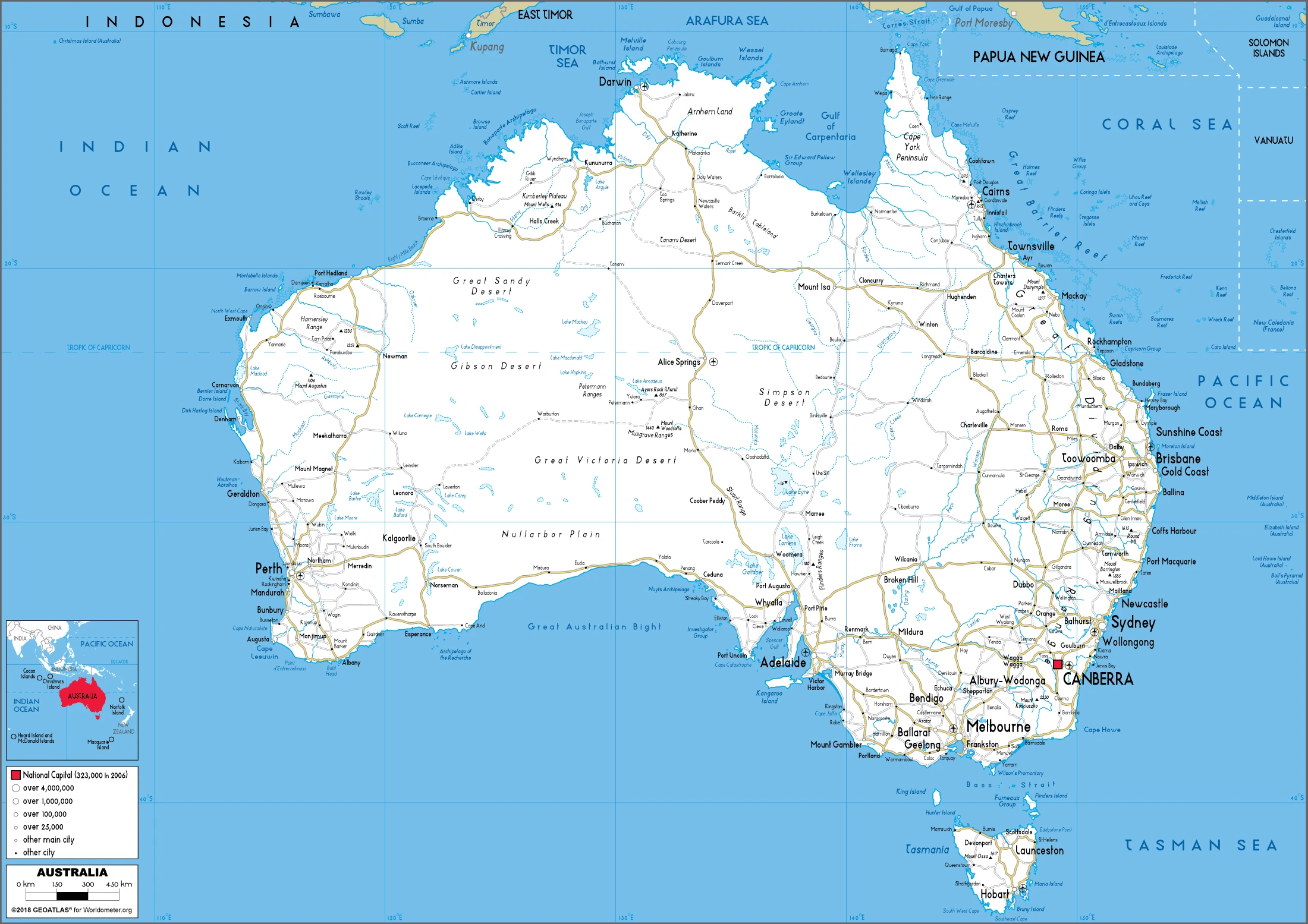 The route plan of the Australian roadways.