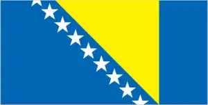 The official flag of the Bosnian, Herzegovinian nation.