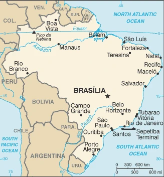 The overview map of the Brazilian national land.