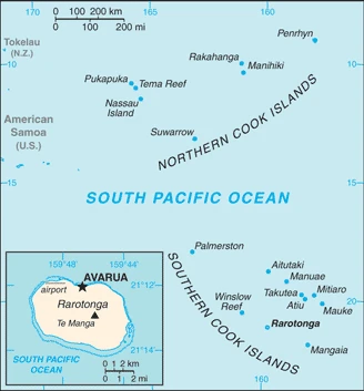 The overview map of the Cook Islander national land.