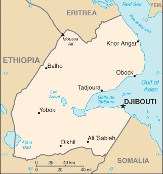 The overview map of the Djiboutian national land.