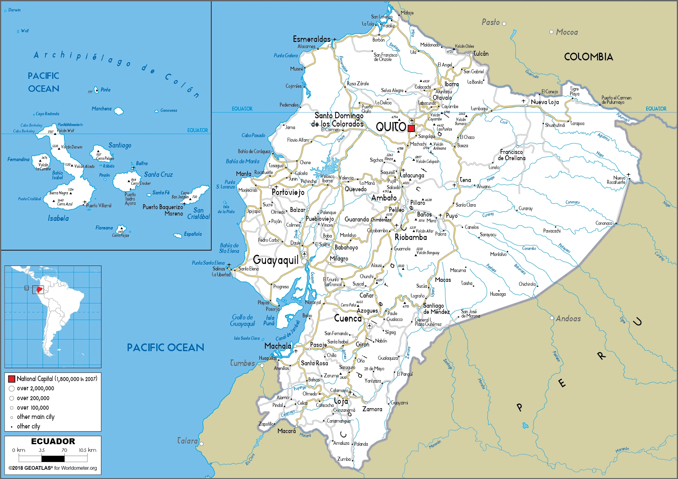 The route plan of the Ecuadorian roadways.