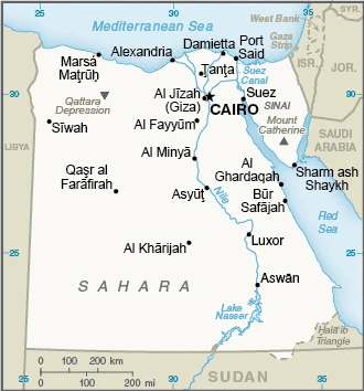 The overview map of the Egyptian national land.