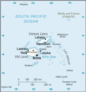 The overview map of the Fijian national land.
