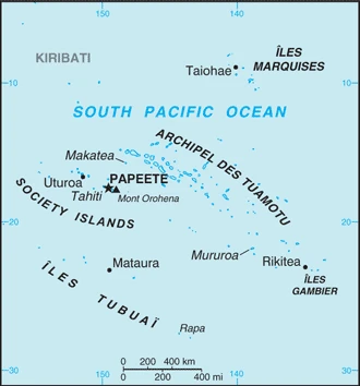 The overview map of the French Polynesian national land.