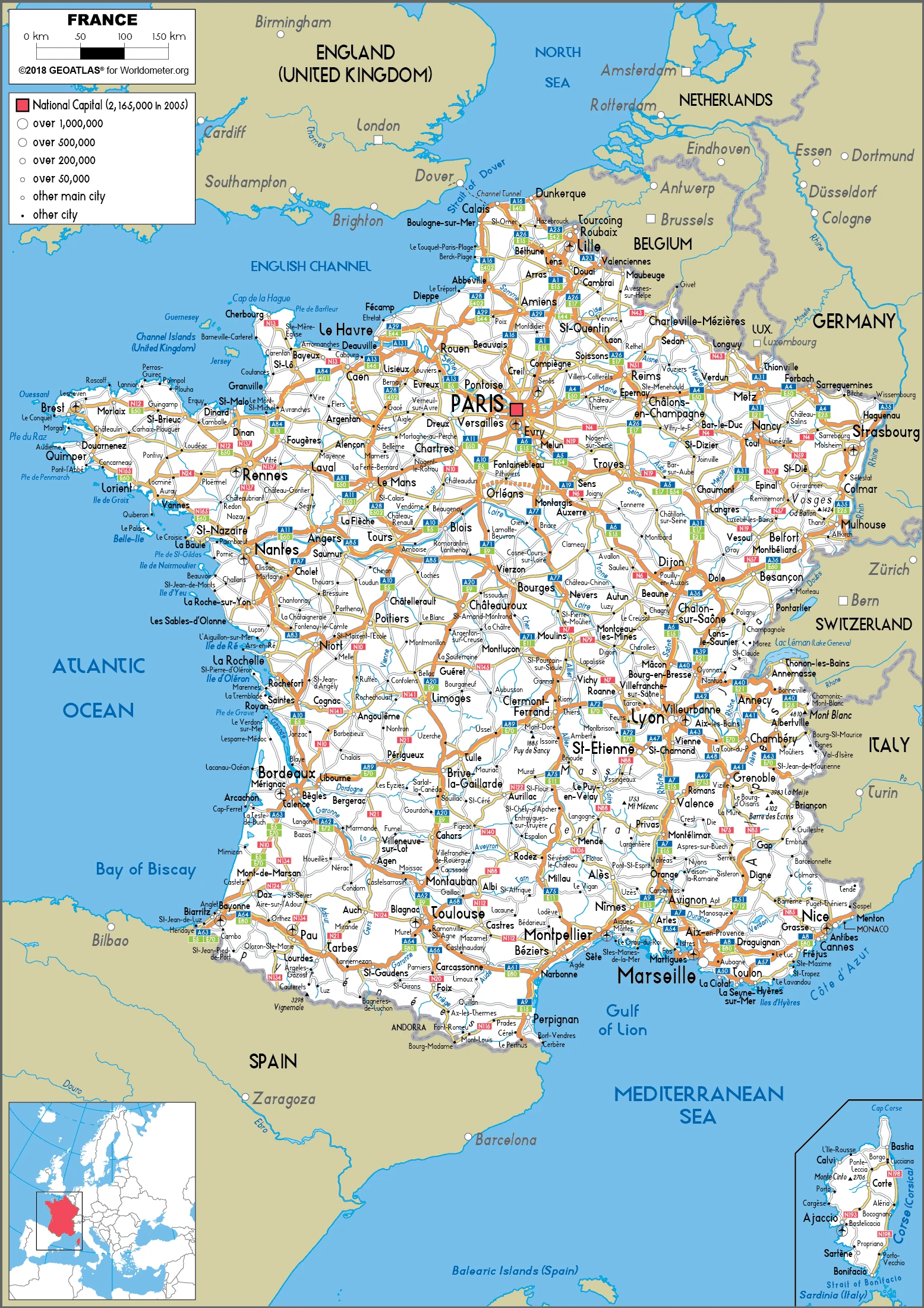 The route plan of the French roadways.