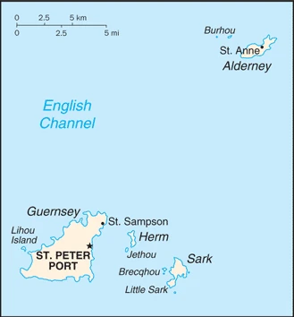 The overview map of the Channel Islander national land.