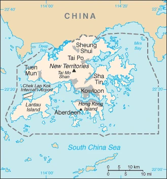 The overview map of the Chinese / Hong Kong national land.