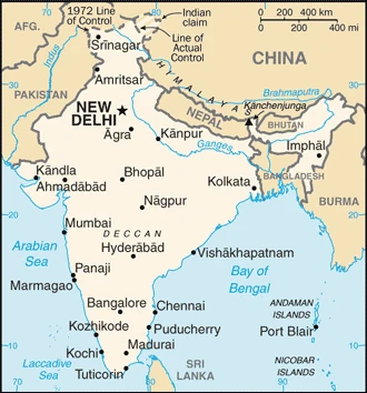 The overview map of the Indian national land.