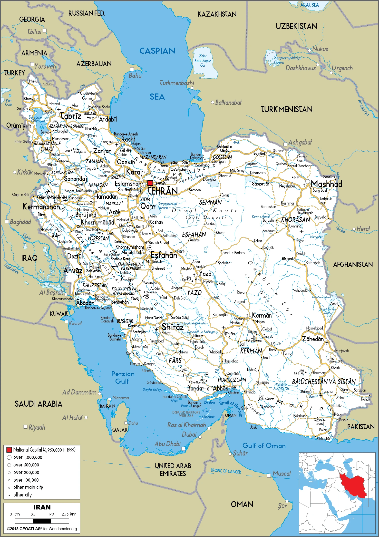 The route plan of the Iranian roadways.