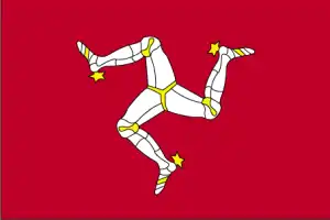 The official flag of the Manx nation.