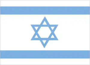 The official flag of the Israeli nation.