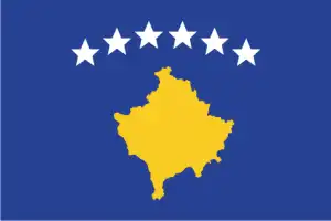 The official flag of the Kosovo nation.