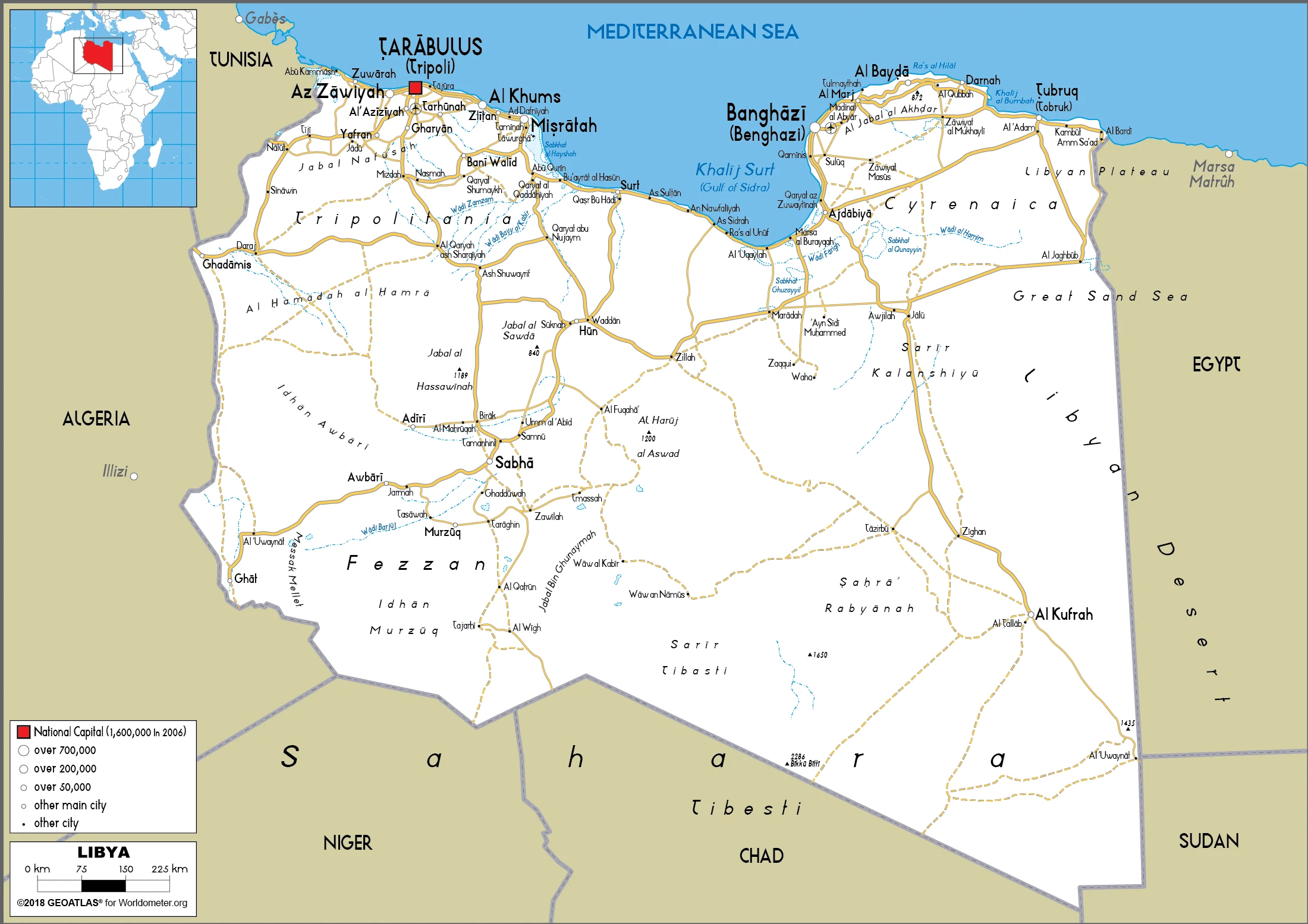 The route plan of the Libyan roadways.