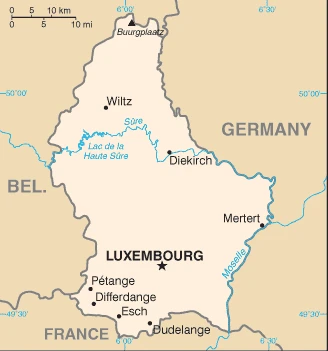 The overview map of the Luxembourg national land.