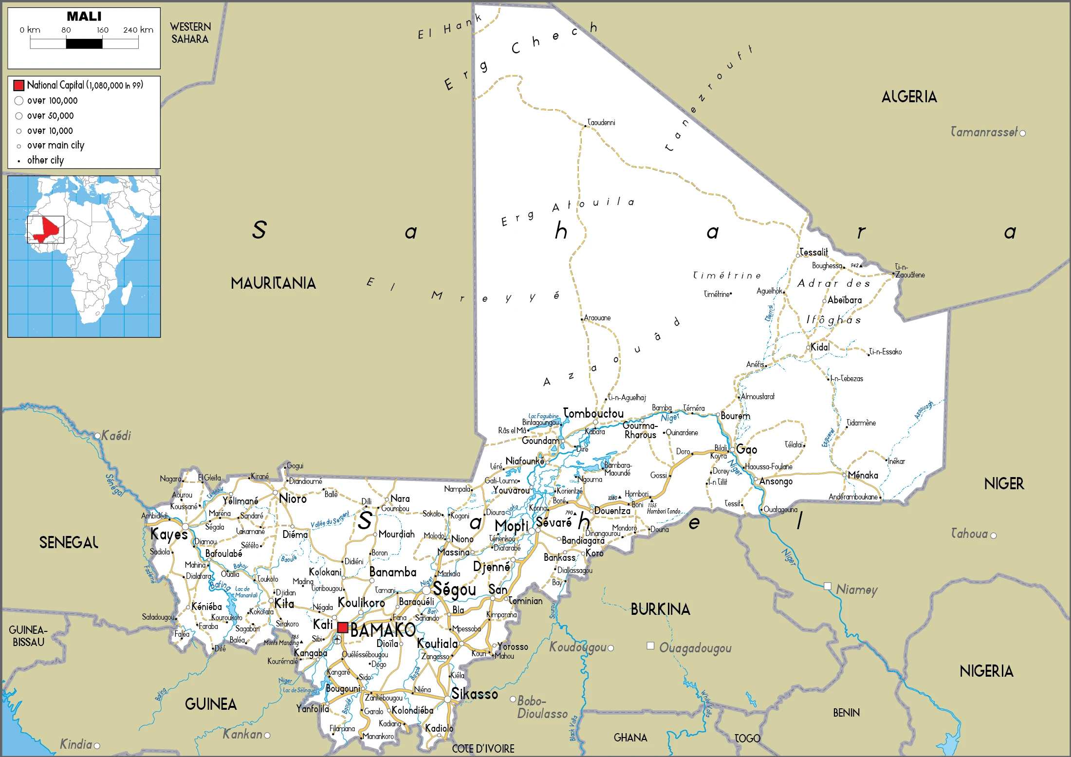 The route plan of the Malian roadways.