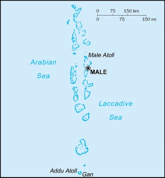 The overview map of the Maldivian national land.