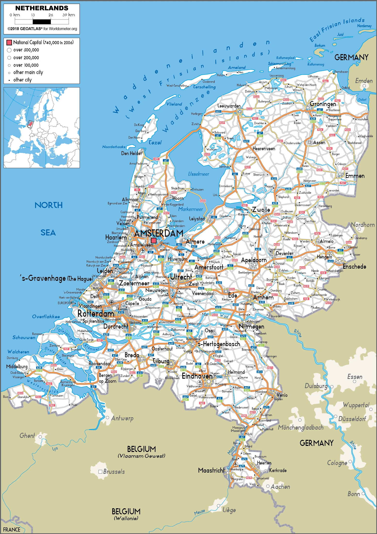 The route plan of the Dutch roadways.