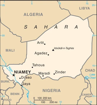 The overview map of the Nigerian national land.