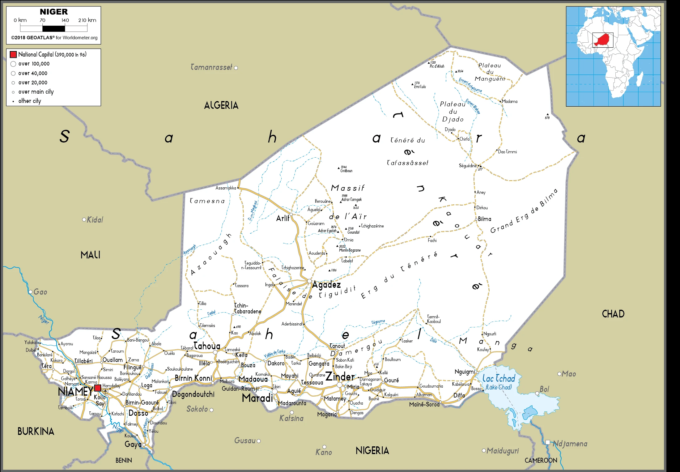 The route plan of the Nigerien roadways.