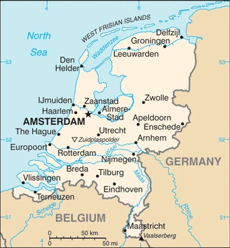 The overview map of the Dutch national land.