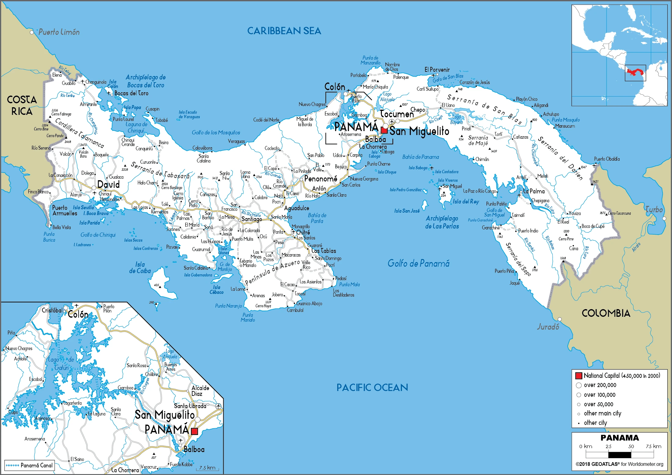 The route plan of the Panamanian roadways.