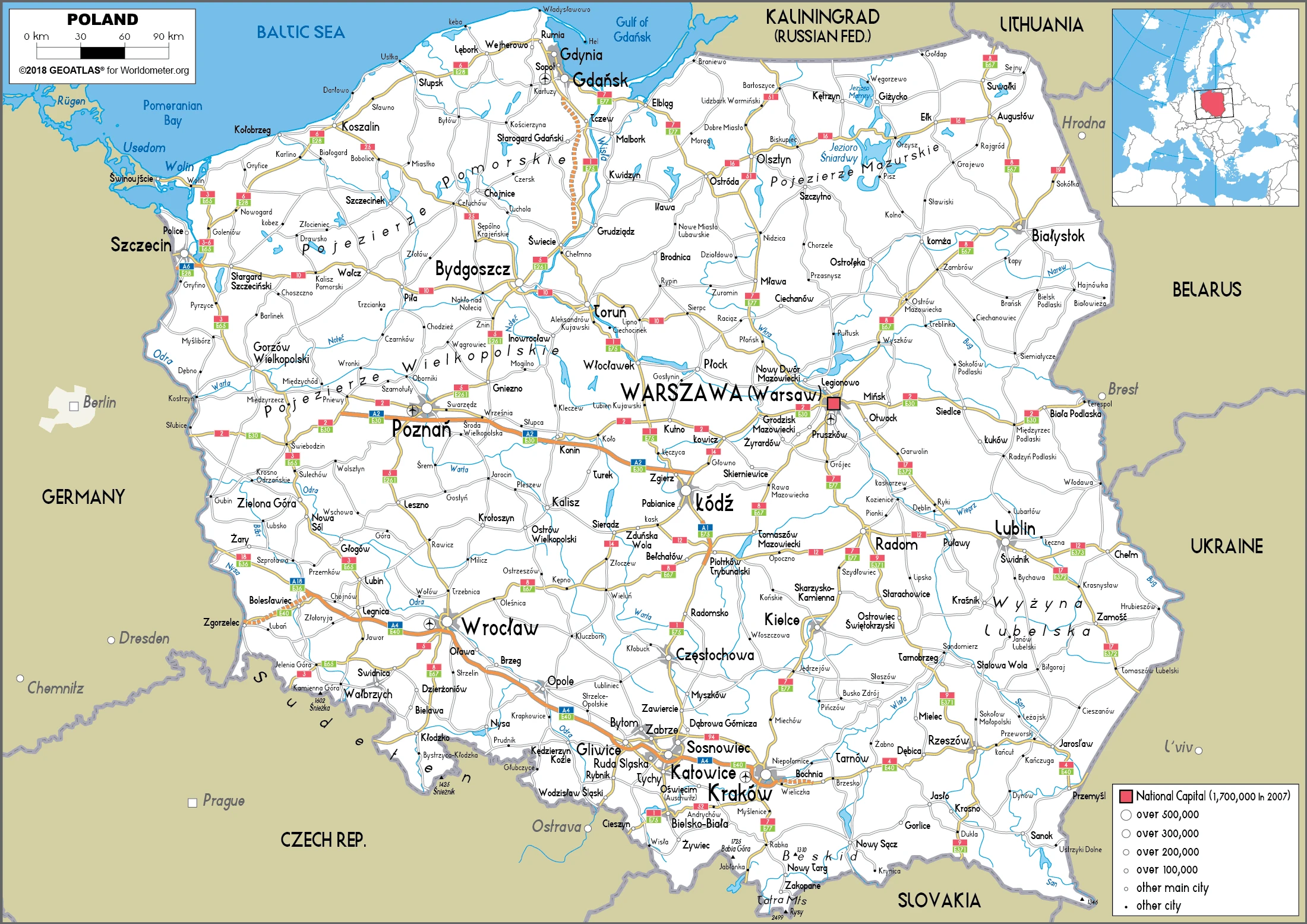 The route plan of the Polish roadways.