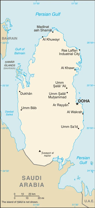 The overview map of the Qatari national land.