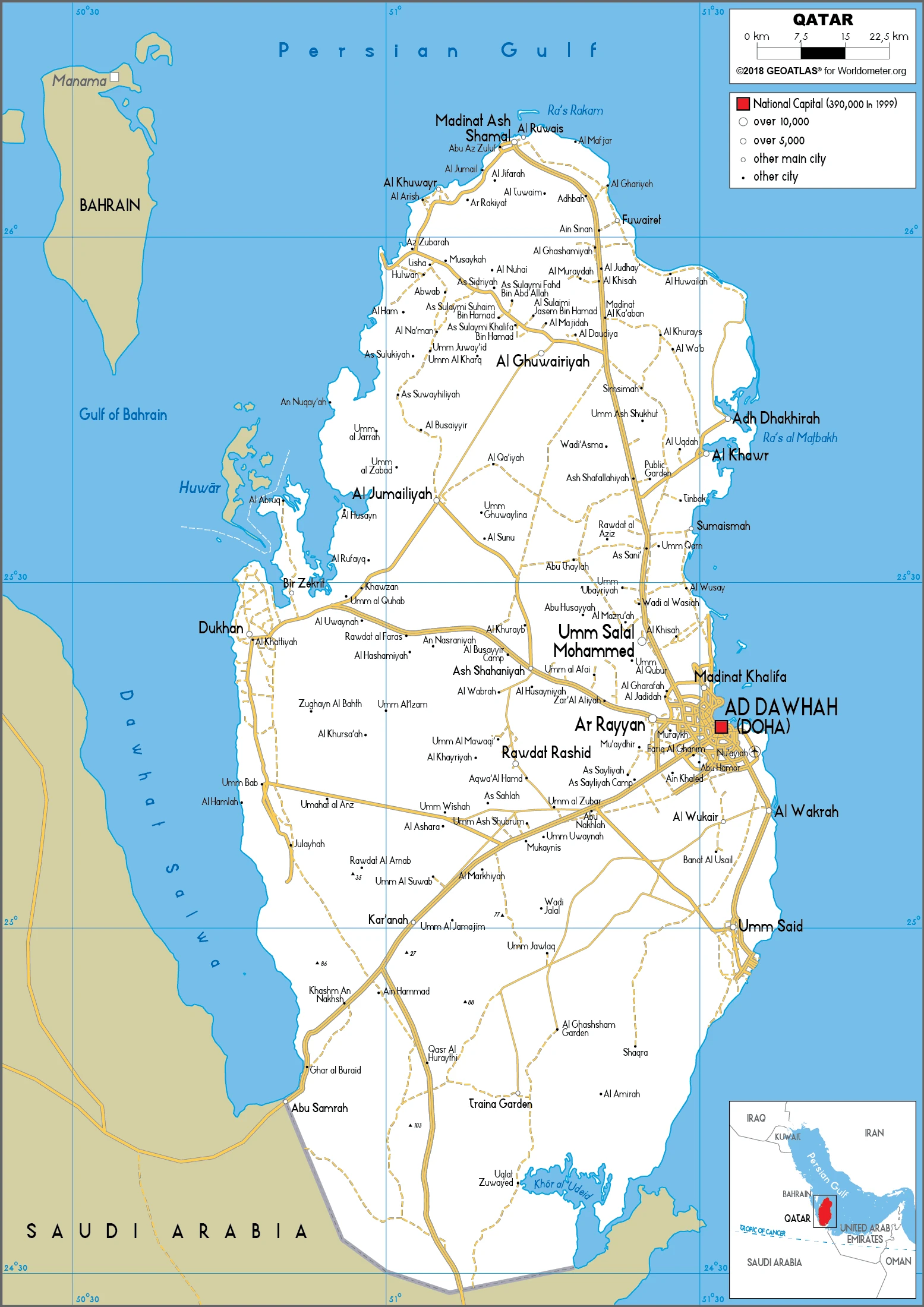 The route plan of the Qatari roadways.