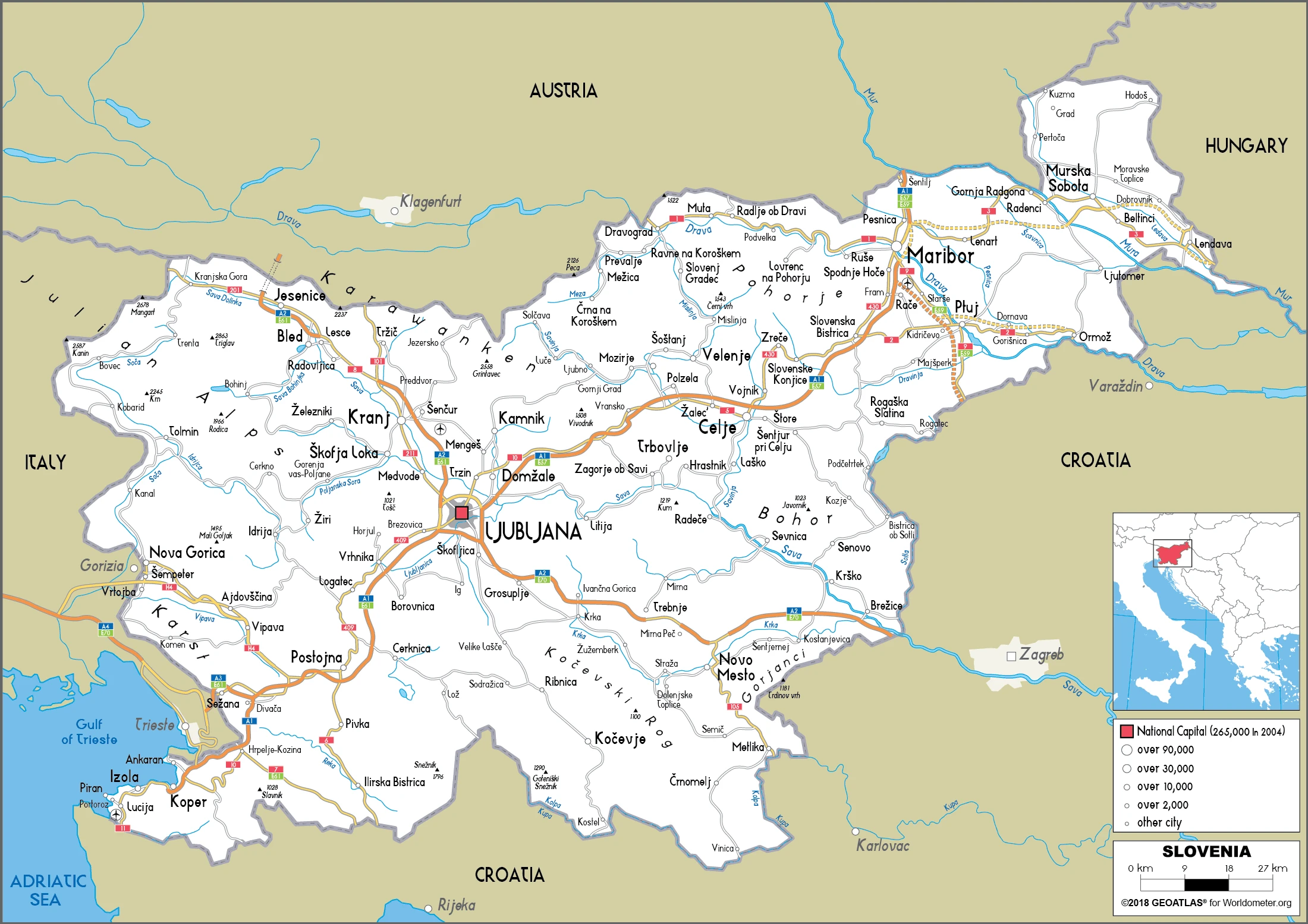 The route plan of the Slovenian roadways.