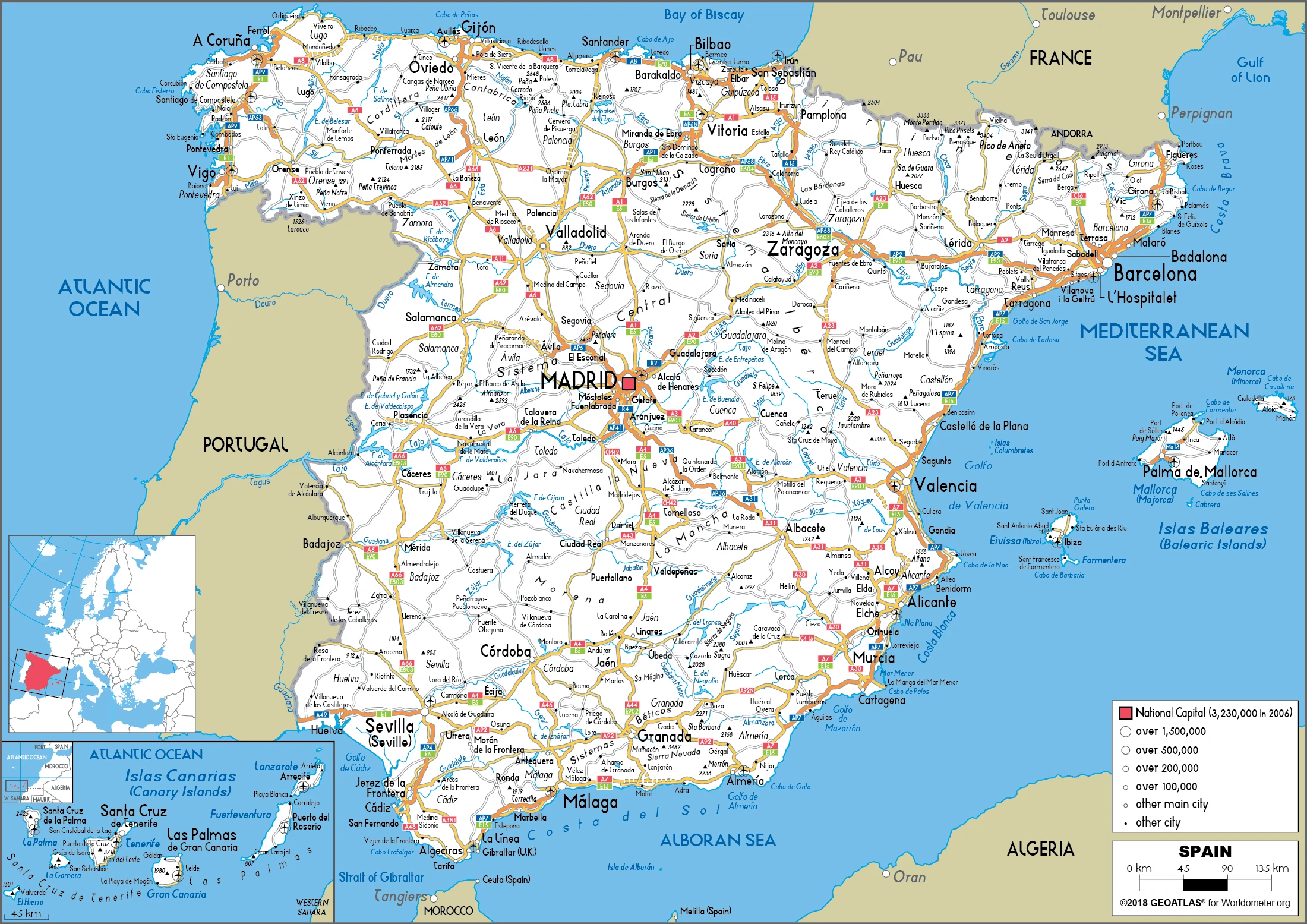 The route plan of the Spanish roadways.