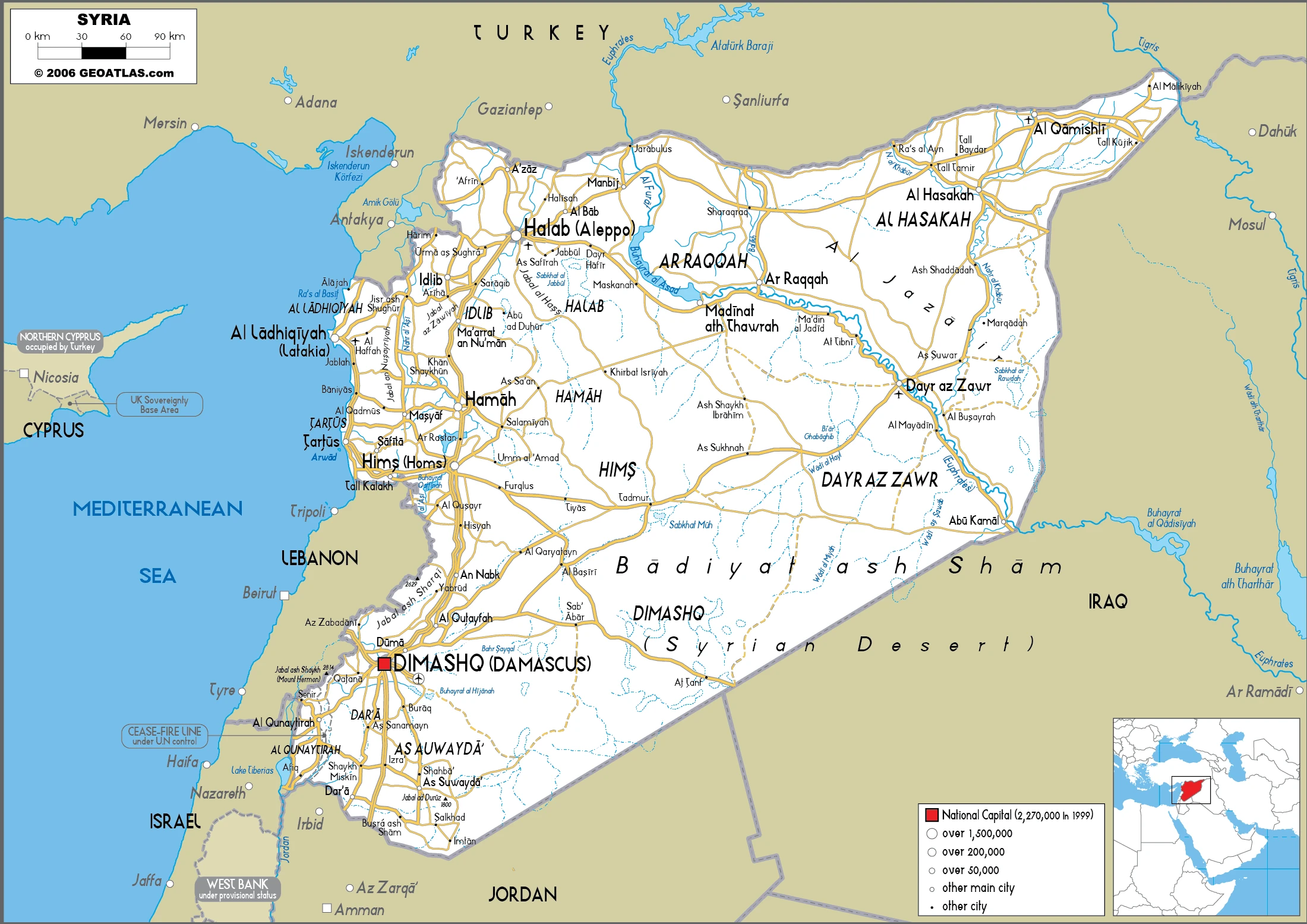 The route plan of the Syrian roadways.