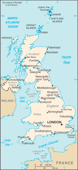 The overview map of the British national land.