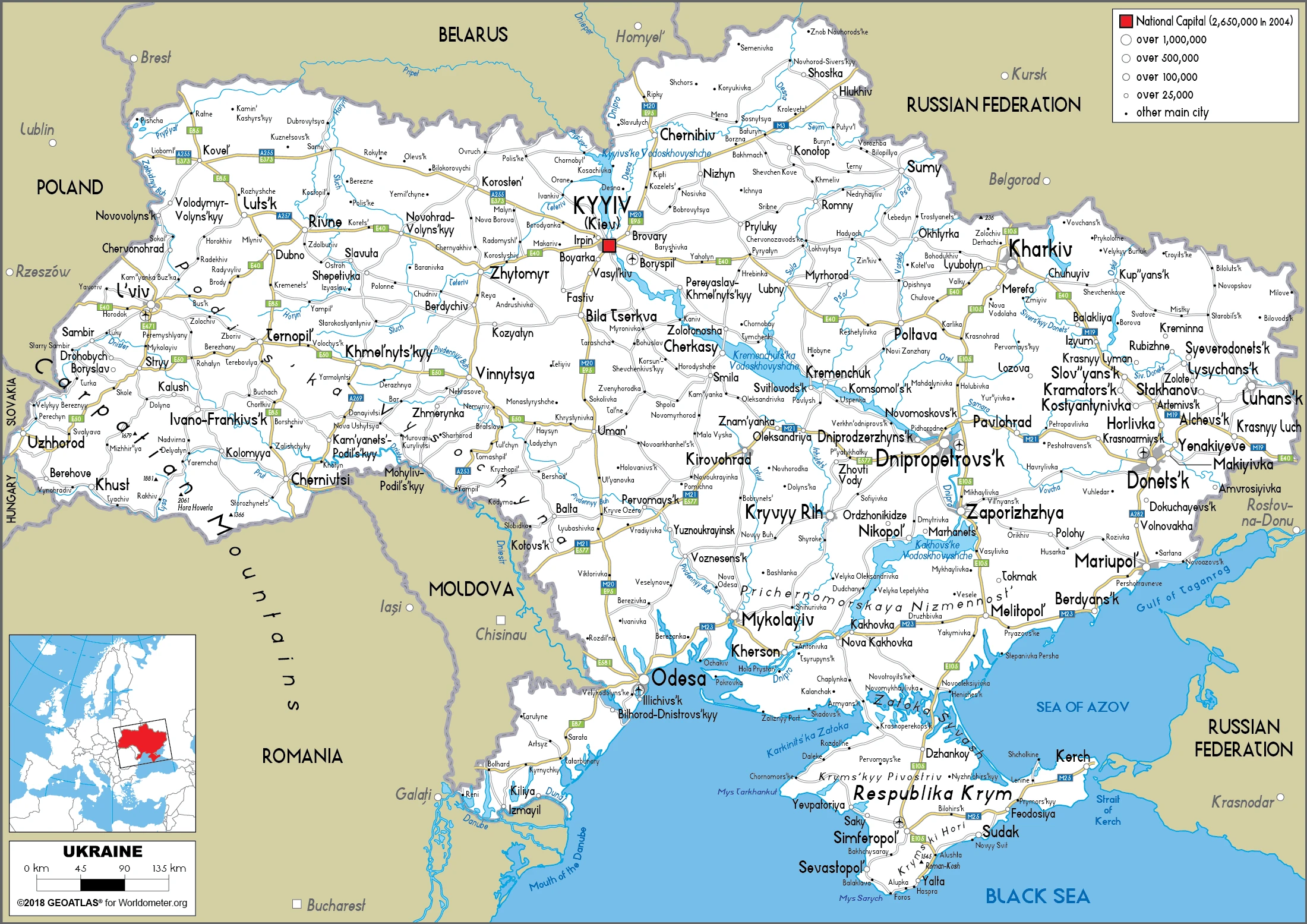 The route plan of the Ukrainian roadways.