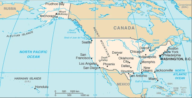 The overview map of the American national land.