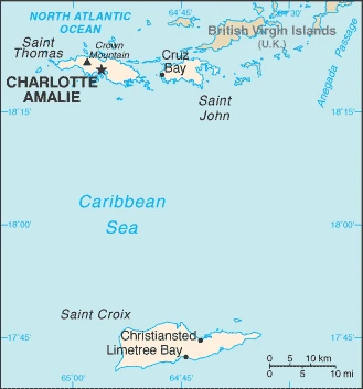 The overview map of the Virgin Islander national land.