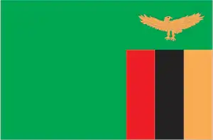 The official flag of the Zambian nation.